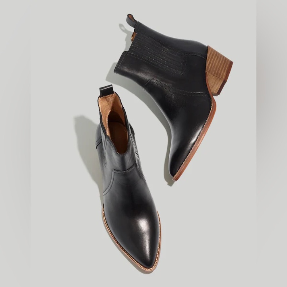 Madewell Western Ankle Boots - Black - 5.5